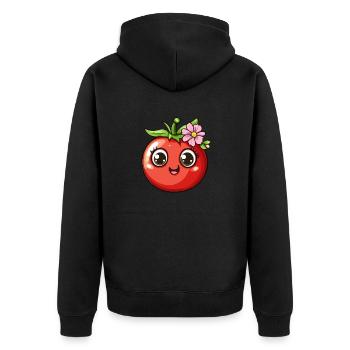 Tomato with flower - Unisex Premium Organic Zip Hoodie - black - Back - Nico (187cm)