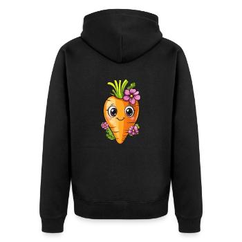 Carrot with flowers - Unisex Premium Organic Zip Hoodie - black - Back - Nico (187cm)