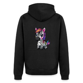 Colorful Striped Zebra - Unisex Premium Organic Zip Hoodie - black - Back - Nico (187cm)