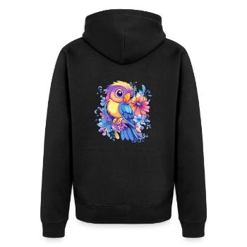 Parrot on flowers - Unisex Premium Organic Zip Hoodie - black - Back - Nico (187cm)