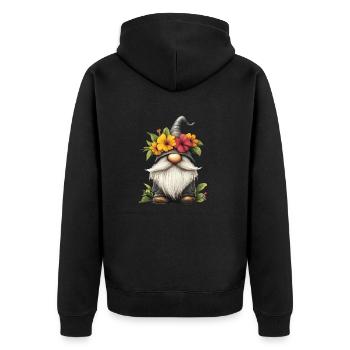 Gnome avec chapeau à fleurs - Veste à capuche bio Premium Unisexe - noir - Dos - Nico (187cm)