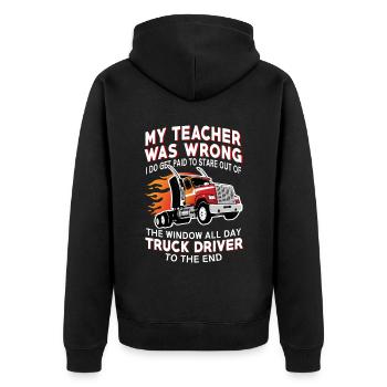 Truck Trucker Cadeau Drôle de chauffeur professionnel - Veste à capuche bio Premium Unisexe - noir - Dos - Nico (187cm)