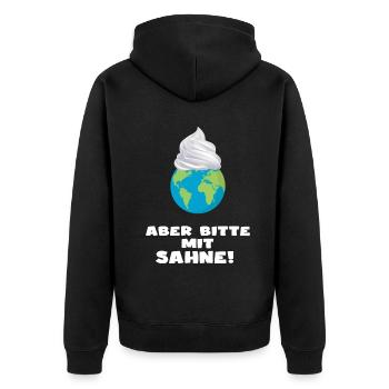 planet erde umweltschutz "aber bitte mit sahne" - Unisex Premium Bio Zip Hoodie - Schwarz - Hinten - Nico (187cm)