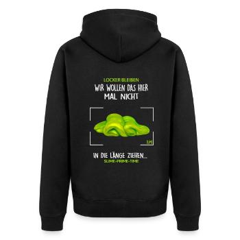 schleim-in die länge ziehen wabbel glibber slime - Unisex Premium Bio Zip Hoodie - Schwarz - Hinten - Nico (187cm)