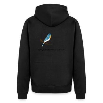 Der frühe Vogel kann mich mal - Unisex Premium Bio Zip Hoodie - Schwarz - Hinten - Nico (187cm)