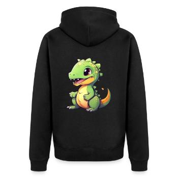 T Rex Dinosaurier Baby - Unisex Premium Bio Zip Hoodie - Schwarz - Hinten - Nico (187cm)