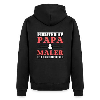 Ich habe 2 Titel Papa und Maler - Unisex Premium Bio Zip Hoodie - Schwarz - Hinten - Nico (187cm)