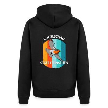 Vogelbeobachtung Vögel Beobachten Birding Vogel - Unisex Premium Bio Zip Hoodie - Schwarz - Hinten - Nico (187cm)