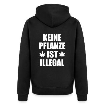 keine pflanze ist illegal - Unisex Premium Bio Zip Hoodie - Schwarz - Hinten - Nico (187cm)