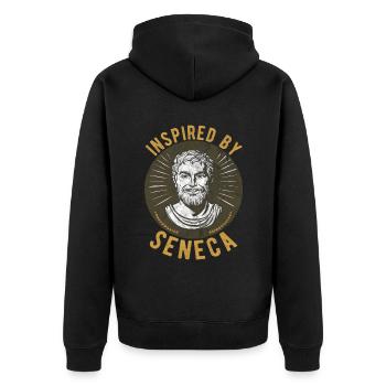 Seneca Stoiker Philosoph Stoizismus Philosophie - Unisex Premium Bio Zip Hoodie - Schwarz - Hinten - Nico (187cm)