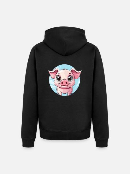 Happy Piggy - Unisex Premium Organic Zip Hoodie - black