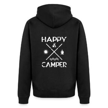 Happy Camper - Unisex Premium Bio Zip Hoodie - Schwarz - Hinten - Nico (187cm)