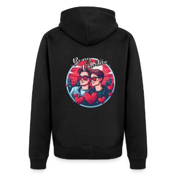 LGBT Gay Valentinstag Idee für Schwule - Unisex Premium Bio Zip Hoodie - Schwarz - Hinten - Nico (187cm)