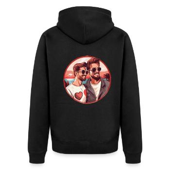 LGBT Gay Valentinstag Idee für Schwule - Unisex Premium Bio Zip Hoodie - Schwarz - Hinten - Nico (187cm)