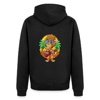 Lustige Pavian Cartoon Sommer Strand Sonnenbrille - Unisex Premium Bio Zip Hoodie - Schwarz - Hinten - Nico (187cm)