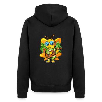 Lustige Biene Cartoon Sommer Strand Sonnenbrille Gitarre - Unisex Premium Bio Zip Hoodie - Schwarz - Hinten - Nico (187cm)