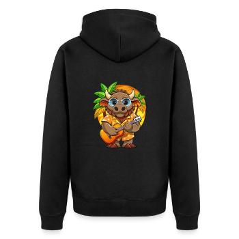 Drôle Bison Dessin Animé Plage D’été Lunettes De Soleil Guitare - Veste à capuche bio Premium Unisexe - noir - Dos - Nico (187cm)