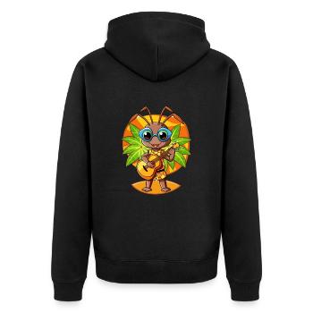 Lustige Ameise Cartoon Sommer Strand Sonnenbrille Gitarre - Unisex Premium Bio Zip Hoodie - Schwarz - Hinten - Nico (187cm)