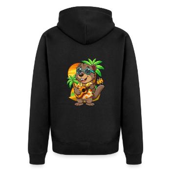 Lustige Biber Cartoon Sommer Strand Sonnenbrille - Unisex Premium Bio Zip Hoodie - Schwarz - Hinten - Nico (187cm)