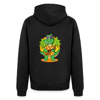 Lustige Krokodil Cartoon Sommer Strand Sonnenbrille - Unisex Premium Bio Zip Hoodie - Schwarz - Hinten - Nico (187cm)