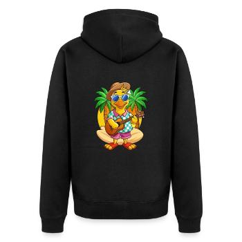 Lustige Ente Cartoon Sommer Strand Sonnenbrille Gitarre - Unisex Premium Bio Zip Hoodie - Schwarz - Hinten - Nico (187cm)