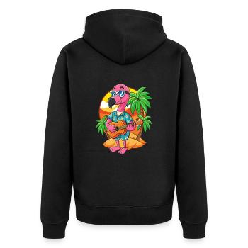 Lustige Flamingo Cartoon Sommer Strand Sonnenbrille - Unisex Premium Bio Zip Hoodie - Schwarz - Hinten - Nico (187cm)