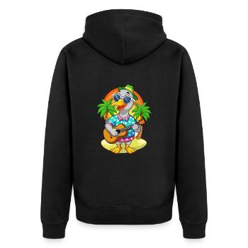 Funny Goose Cartoon Summer Beach Sunglasses Guitar - Unisex Premium Organic Zip Hoodie - black - Back - Nico (187cm)