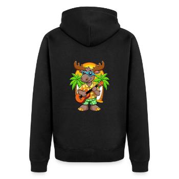 Lustige Elch Cartoon Sommer Strand Sonnenbrille Gitarre - Unisex Premium Bio Zip Hoodie - Schwarz - Hinten - Nico (187cm)