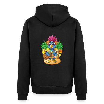Lustige Pfau Cartoon Sommer Strand Sonnenbrille - Unisex Premium Bio Zip Hoodie - Schwarz - Hinten - Nico (187cm)