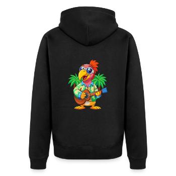 Lustige Papageien-Cartoon-Sommer-Strand-Sonnenbrille - Unisex Premium Bio Zip Hoodie - Schwarz - Hinten - Nico (187cm)