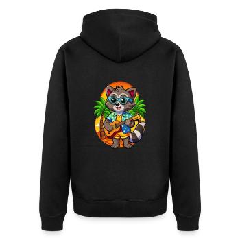 Lustige Waschbär Cartoon Sommer Strand Sonnenbrille - Unisex Premium Bio Zip Hoodie - Schwarz - Hinten - Nico (187cm)
