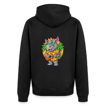 Drôle Rhino Dessin Animé Plage D’été Lunettes De Soleil Guitare - Veste à capuche bio Premium Unisexe - noir - Dos - Nico (187cm)