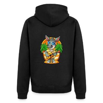 Lustige Esel Cartoon Sommer Strand Sonnenbrille - Unisex Premium Bio Zip Hoodie - Schwarz - Hinten - Nico (187cm)