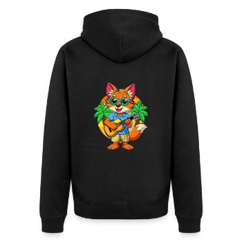 Drôle de renard dessin animé d’été plage lunettes de soleil guitare - Veste à capuche bio Premium Unisexe - noir - Dos - Nico (187cm)