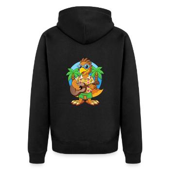 Lustige Falke Cartoon Sommer Strand Sonnenbrille Gitarre - Unisex Premium Bio Zip Hoodie - Schwarz - Hinten - Nico (187cm)