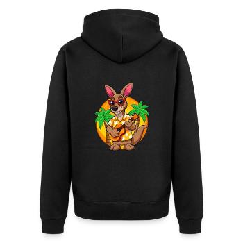 Funny Kangaroo Cartoon Summer Beach Sunglasses - Unisex Premium Organic Zip Hoodie - black - Back - Nico (187cm)