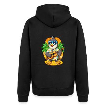 Funny Penguin Cartoon Summer Beach Sunglasses - Unisex Premium Organic Zip Hoodie - black - Back - Nico (187cm)