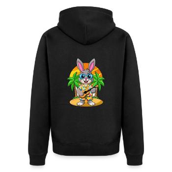 Lustige Kaninchen Cartoon Sommer Strand Sonnenbrille - Unisex Premium Bio Zip Hoodie - Schwarz - Hinten - Nico (187cm)