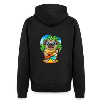 Funny Pug Dog Cartoon Summer Beach Sunglasses - Unisex Premium Organic Zip Hoodie - black - Back - Nico (187cm)