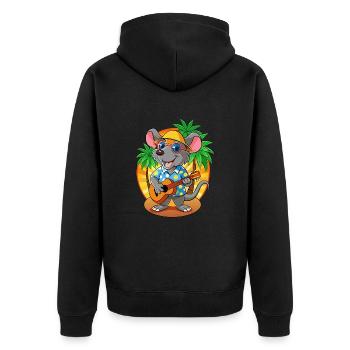 Lustige Ratte Cartoon Sommer Strand Sonnenbrille Gitarre - Unisex Premium Bio Zip Hoodie - Schwarz - Hinten - Nico (187cm)
