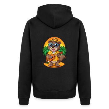 Lustige Biber Cartoon Sommer Strand Sonnenbrille - Unisex Premium Bio Zip Hoodie - Schwarz - Hinten - Nico (187cm)