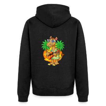 Lustige Kamel Cartoon Sommer Strand Sonnenbrille Gitarre - Unisex Premium Bio Zip Hoodie - Schwarz - Hinten - Nico (187cm)