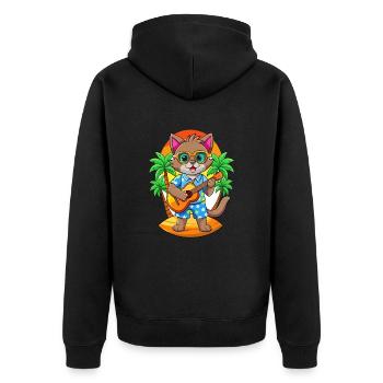 Drôle Chat Dessin Animé Plage D’été Lunettes De Soleil Guitare - Veste à capuche bio Premium Unisexe - noir - Dos - Nico (187cm)