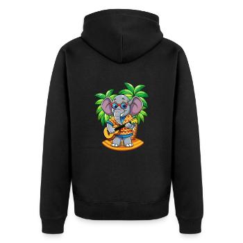Funny Elephant Cartoon Summer Beach Sunglasses - Unisex Premium Organic Zip Hoodie - black - Back - Nico (187cm)