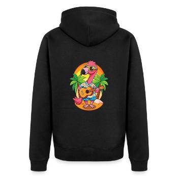 Lustige Flamingo Cartoon Sommer Strand Sonnenbrille - Unisex Premium Bio Zip Hoodie - Schwarz - Hinten - Nico (187cm)