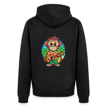 Lustige Affe Cartoon Sommer Strand Sonnenbrille - Unisex Premium Bio Zip Hoodie - Schwarz - Hinten - Nico (187cm)