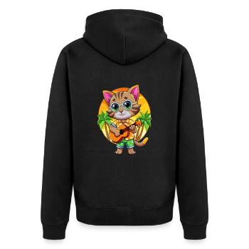 Lustige Kätzchen Cartoon Sommer Strand Sonnenbrille - Unisex Premium Bio Zip Hoodie - Schwarz - Hinten - Nico (187cm)