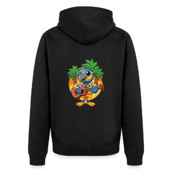 Lustige Papageien-Cartoon-Sommer-Strand-Sonnenbrille - Unisex Premium Bio Zip Hoodie - Schwarz - Hinten - Nico (187cm)