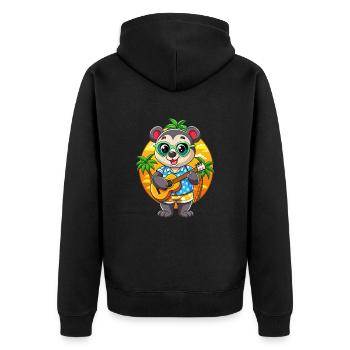 Lustige Panda Cartoon Sommer Strand Sonnenbrille Gitarre - Unisex Premium Bio Zip Hoodie - Schwarz - Hinten - Nico (187cm)