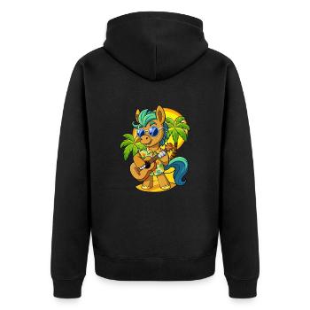 Drôle Pony Dessin Animé Plage D’été Lunettes De Soleil Guitare - Veste à capuche bio Premium Unisexe - noir - Dos - Nico (187cm)